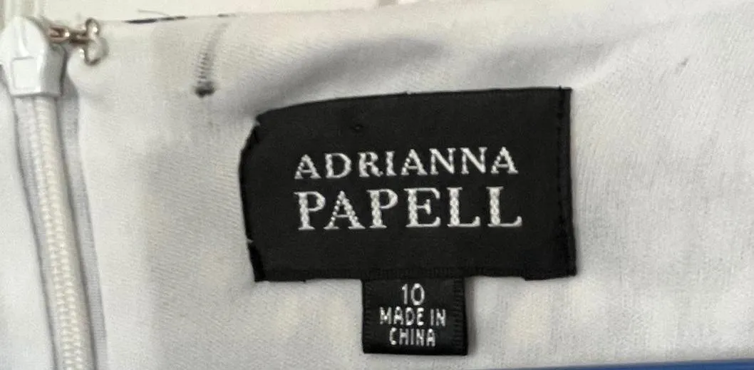 Adrianna Papell Black and White Wrap Dress 3/4 Sleeve Size 10