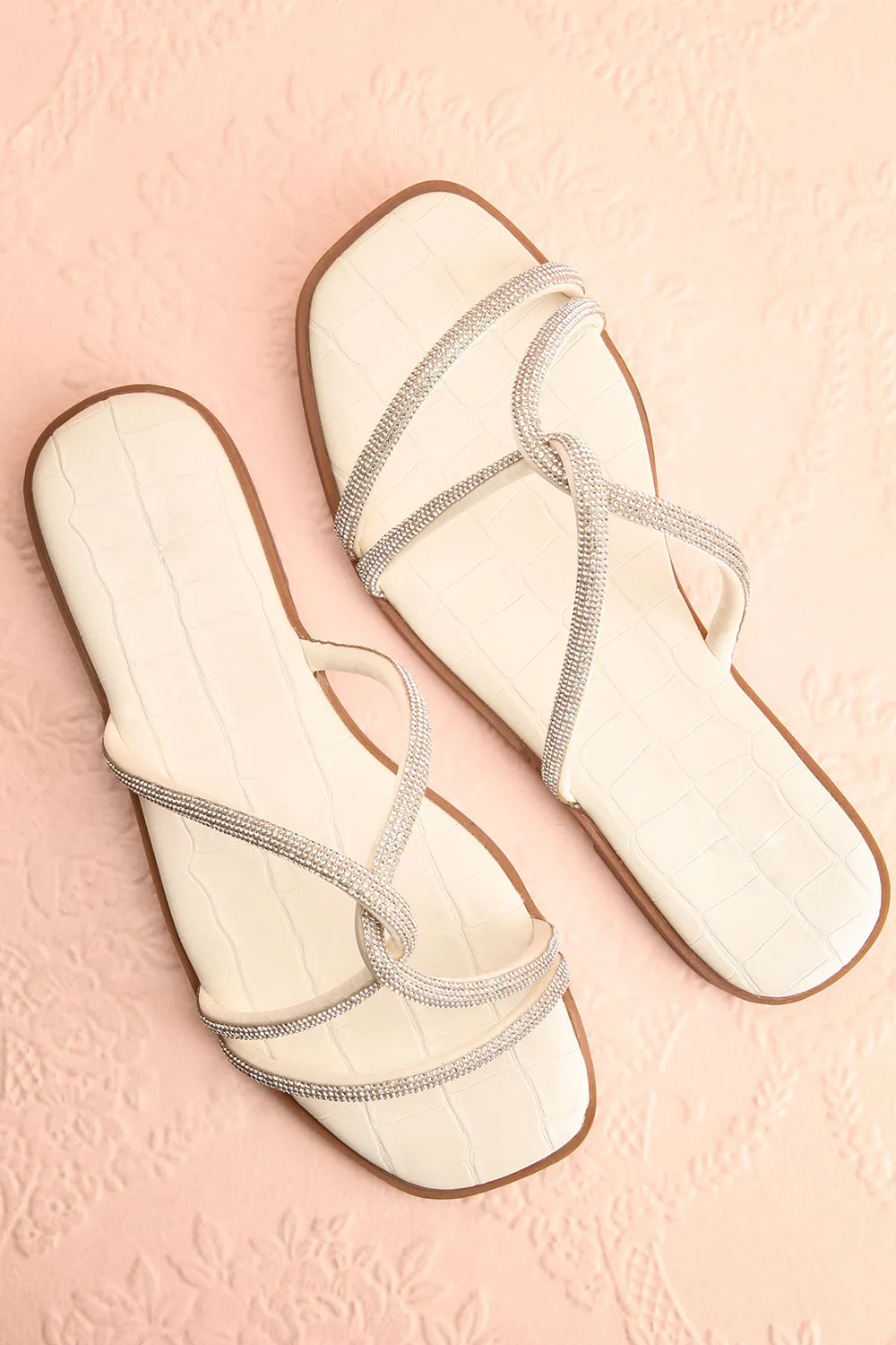 Alvera | Flat Sandals w/ Rhinestone Straps