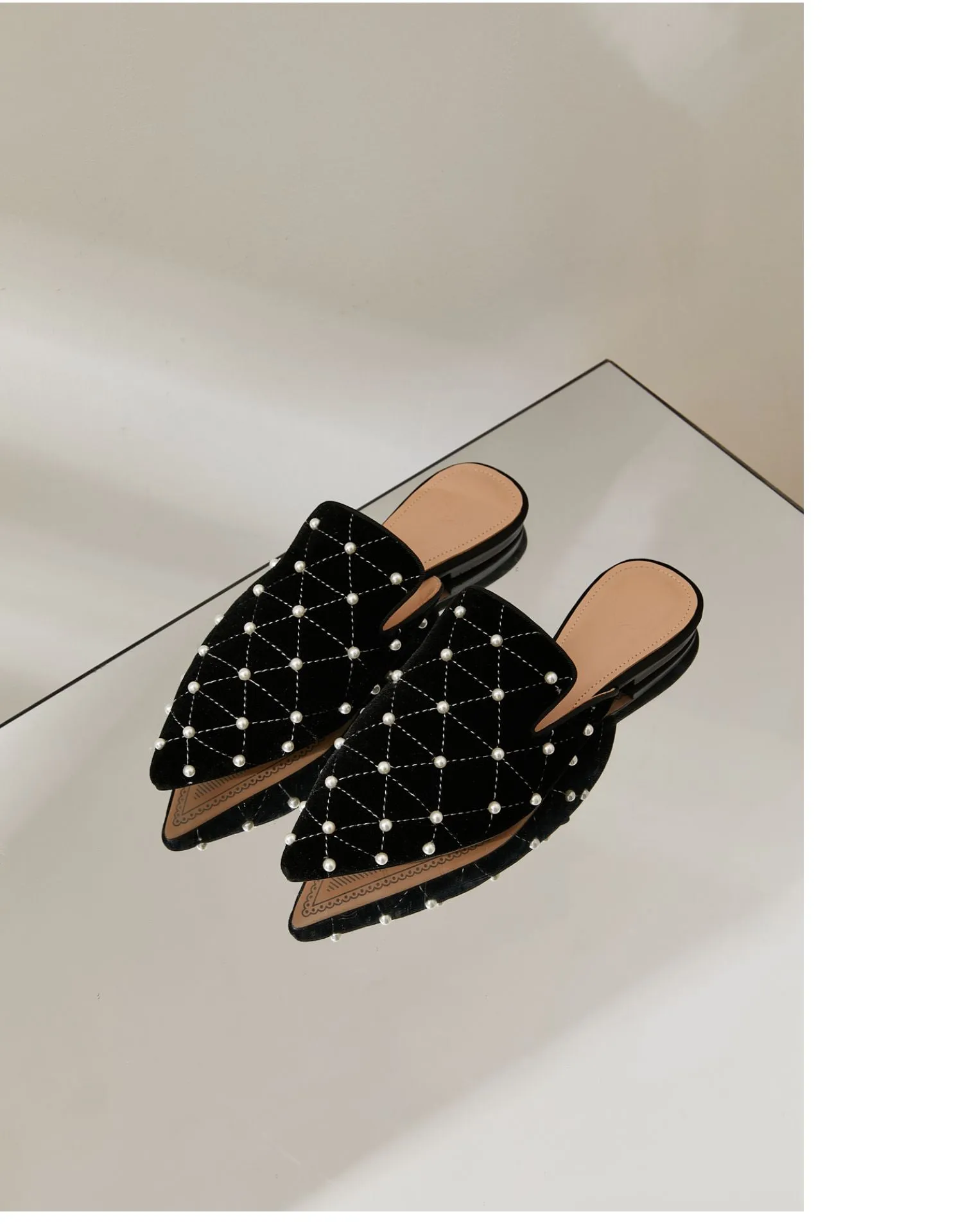 BFEI  pearl mules flat shoes sandals - Remii
