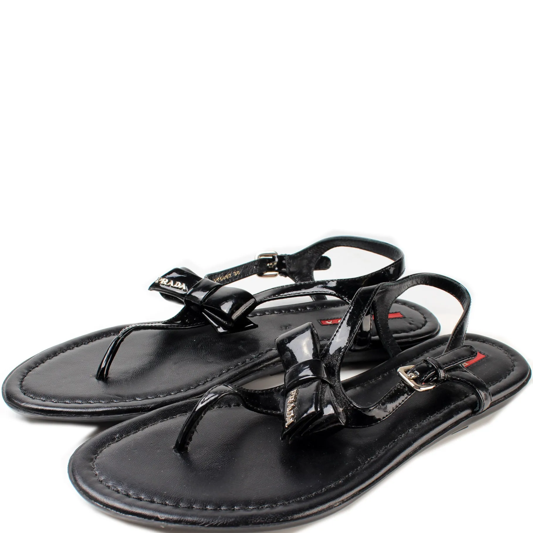 Bow Patent Leather Sandals Size 38