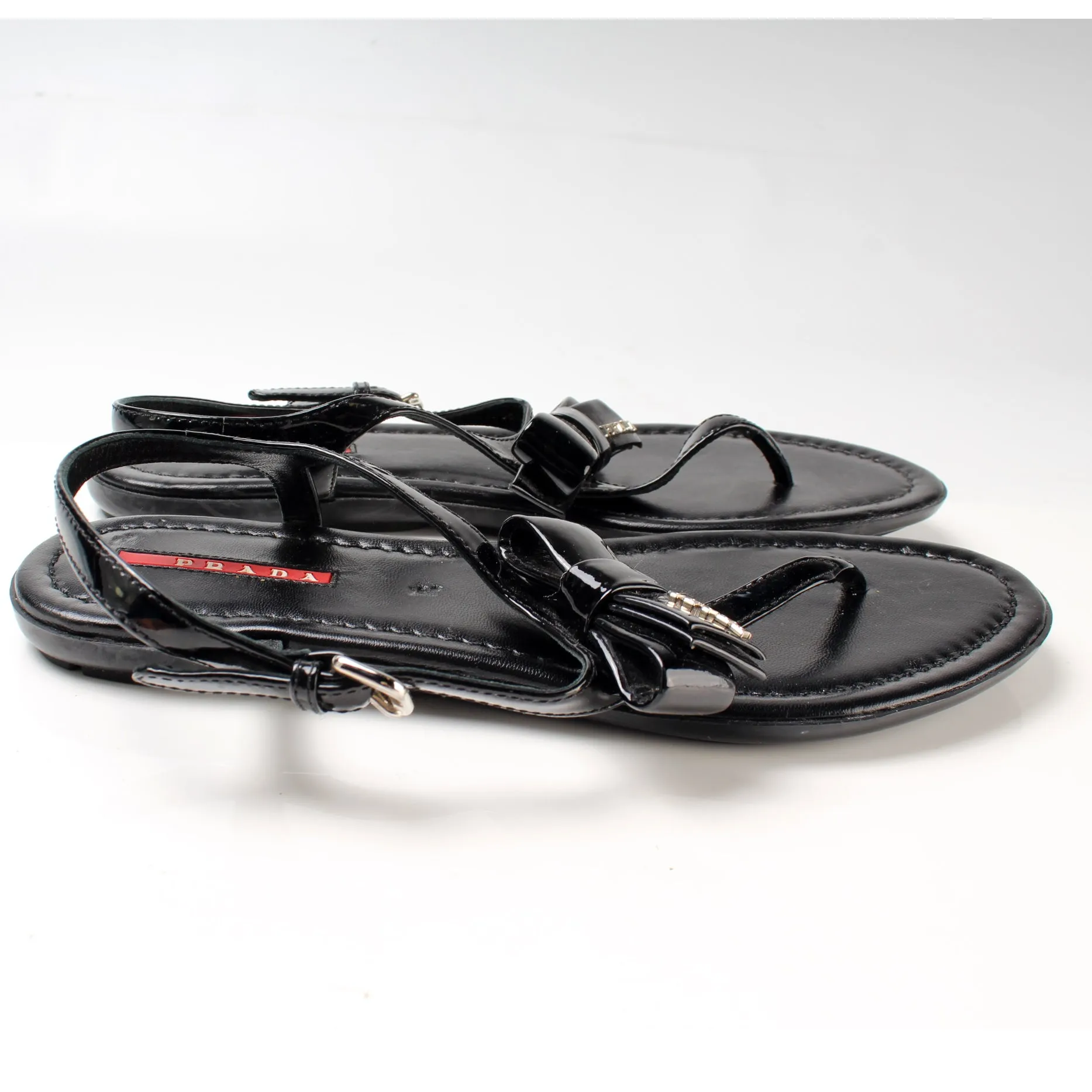 Bow Patent Leather Sandals Size 38