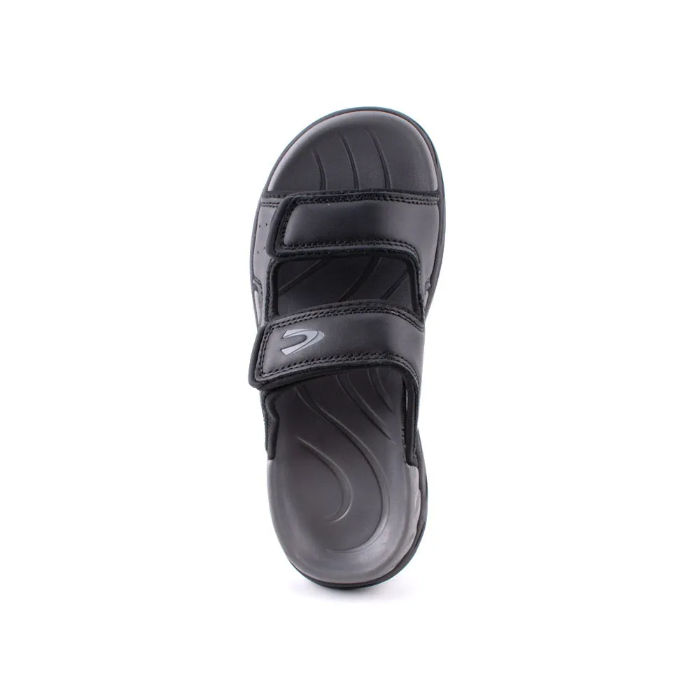 camel active Leather Easy Slip On Sandals Men Black JAXON 892407-WA1SV-1 BLACK