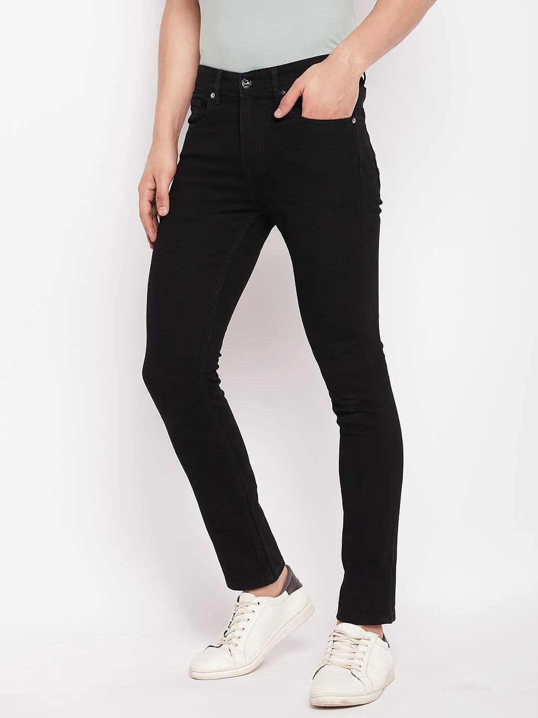 Camla Solid Black Skinny Fit Jeans