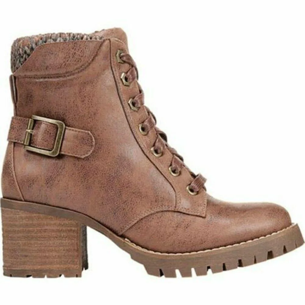 Carlos by Carlos Santana Women Gibson Ankle Boot Lace Up Tan Brown Shoes US 10 M