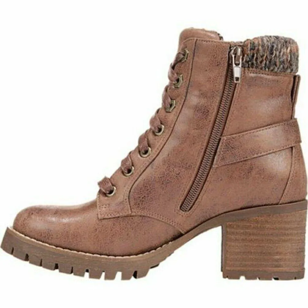 Carlos by Carlos Santana Women Gibson Ankle Boot Lace Up Tan Brown Shoes US 10 M