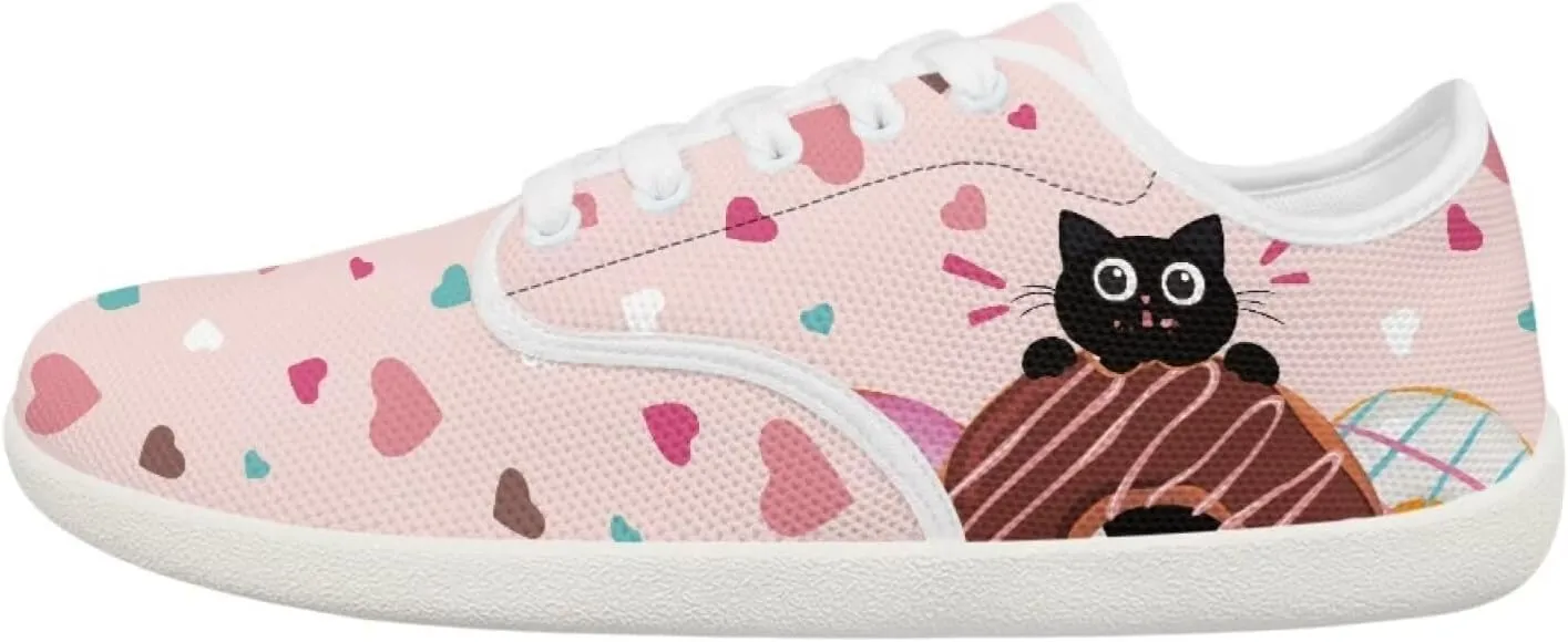 chaqlin Womens Fitness Shoes Non Slip Cat Pattern Low Top Athletic Sneaker Casual Flat Walking Running Tennis Shoe