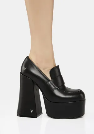 Chemistry Black Leather Oxford Platform Heels