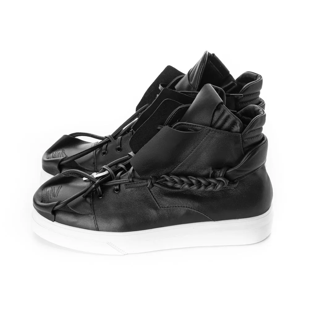 Crossroads black leather high top women sneakers