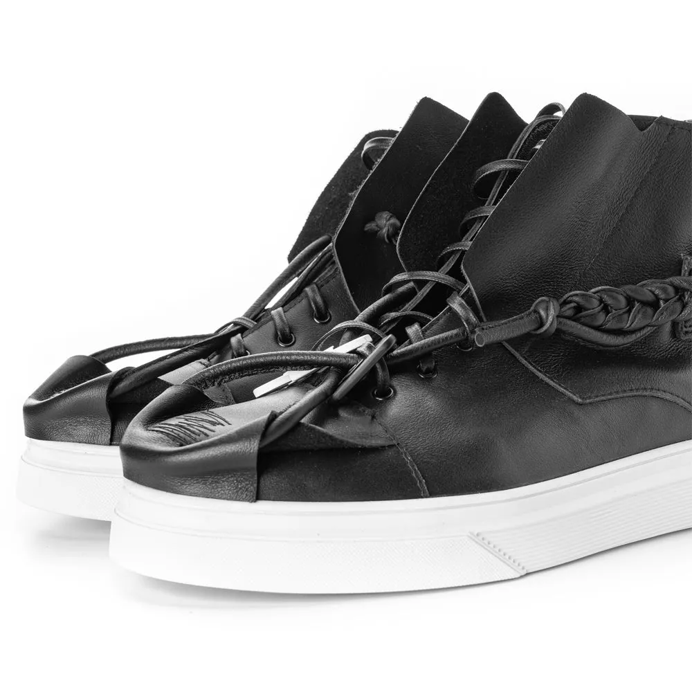 Crossroads black leather high top women sneakers