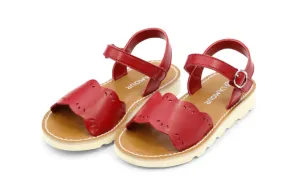 Ella Scalloped Sandal - Red