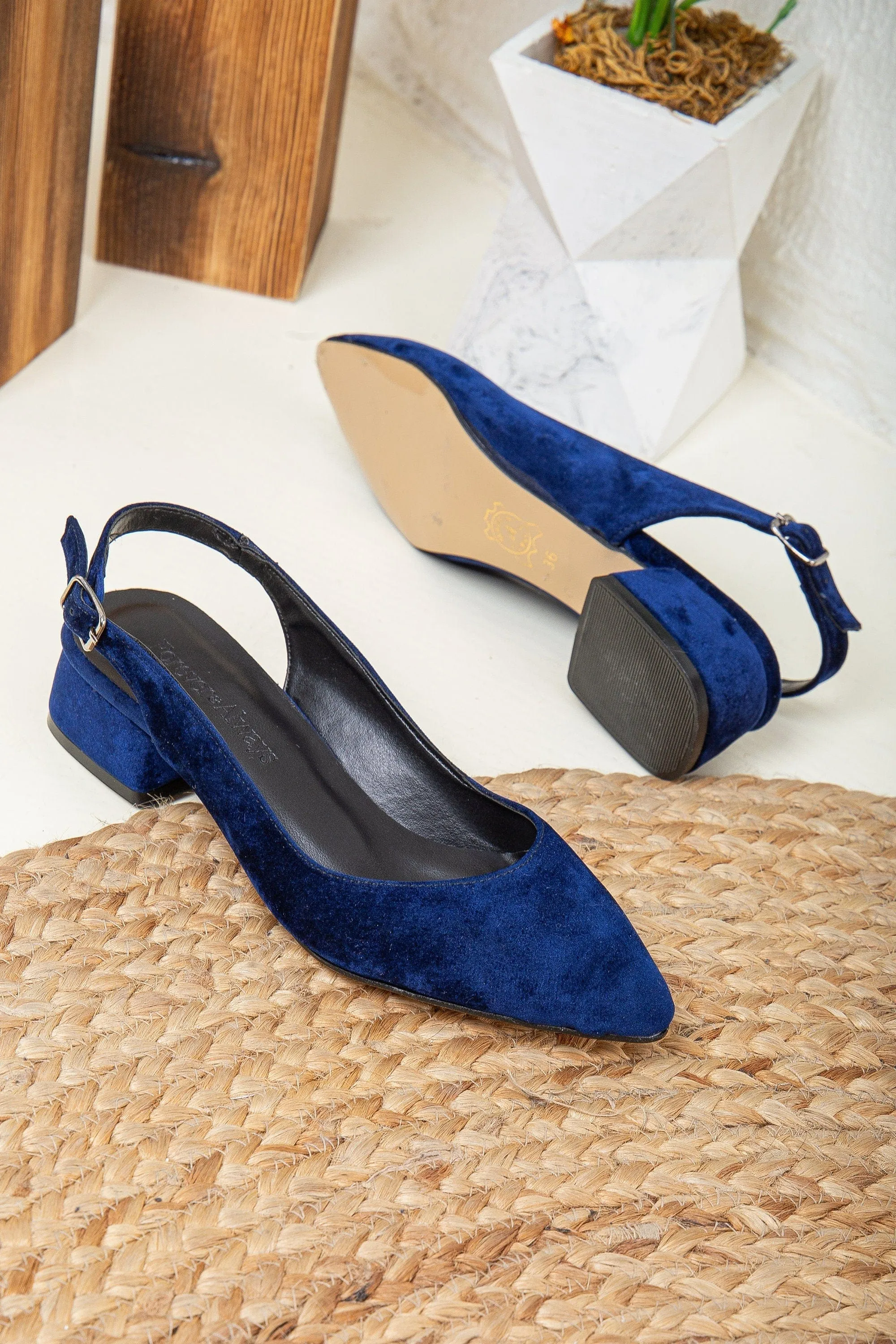 Emma Women's Suede Slingback Shoes | Blue