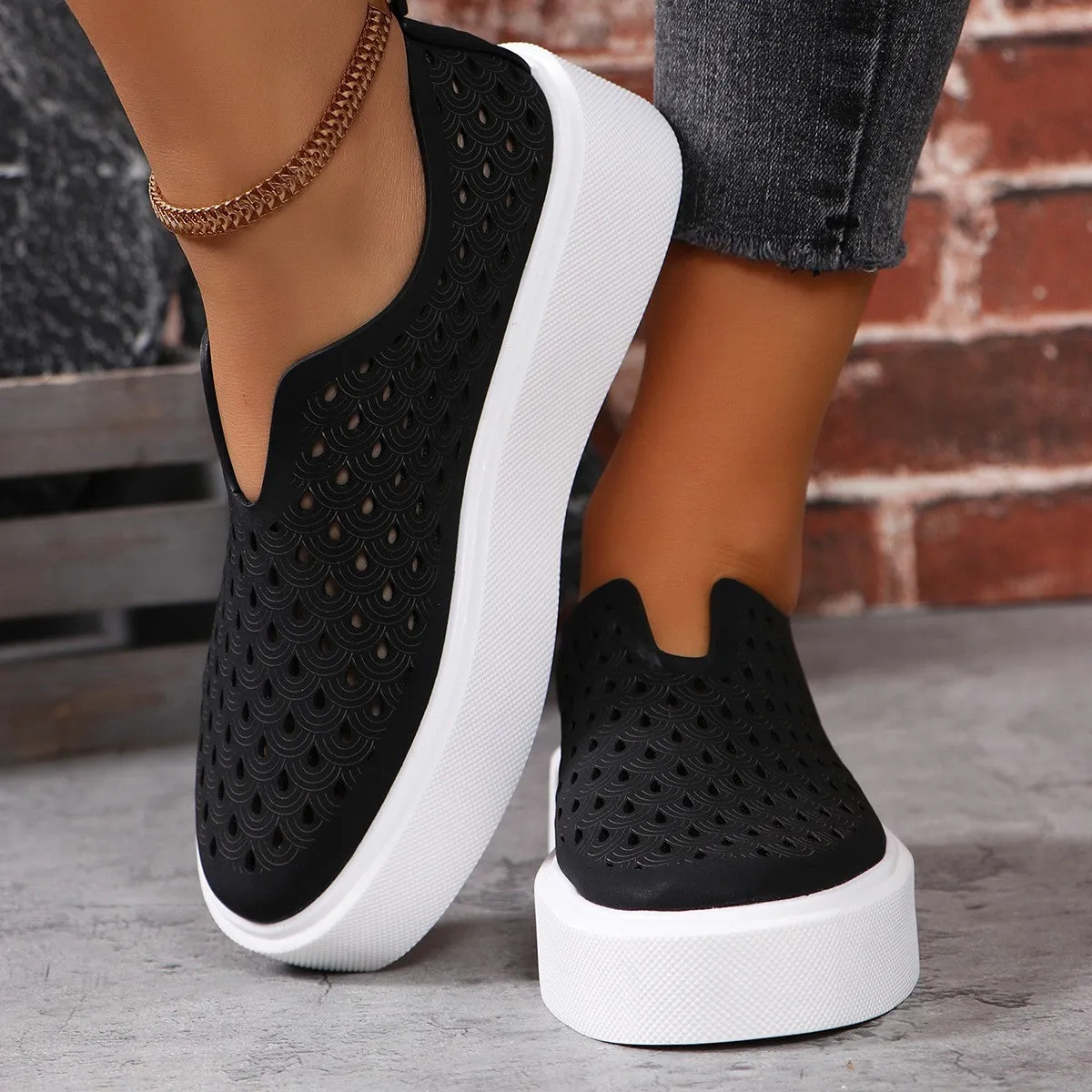 Fashion Hollow Thick Sole Flats