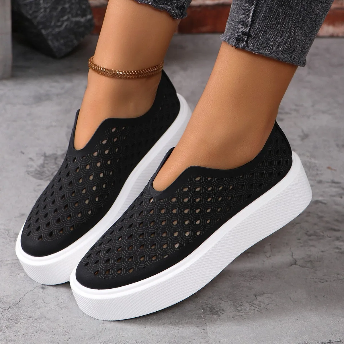 Fashion Hollow Thick Sole Flats