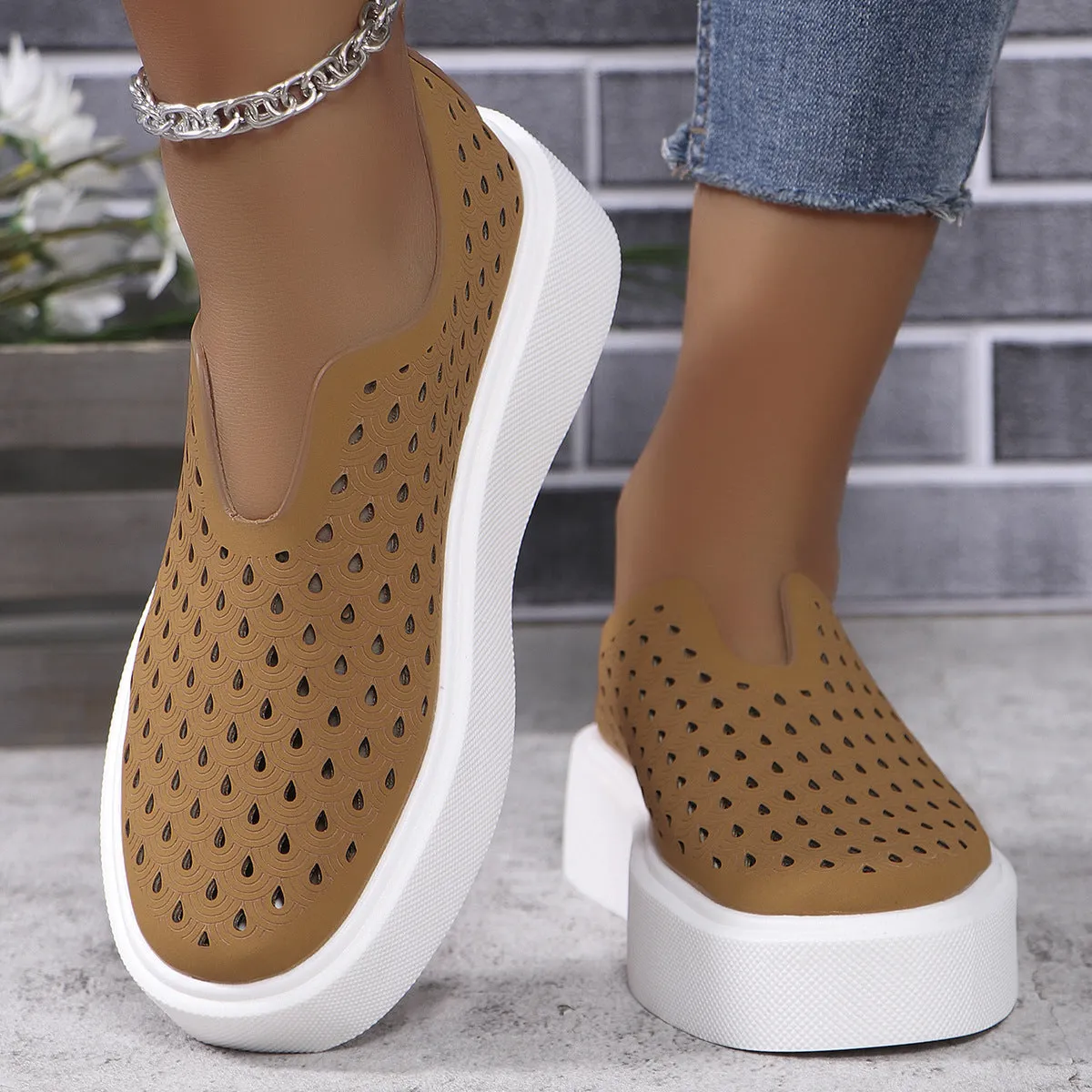 Fashion Hollow Thick Sole Flats