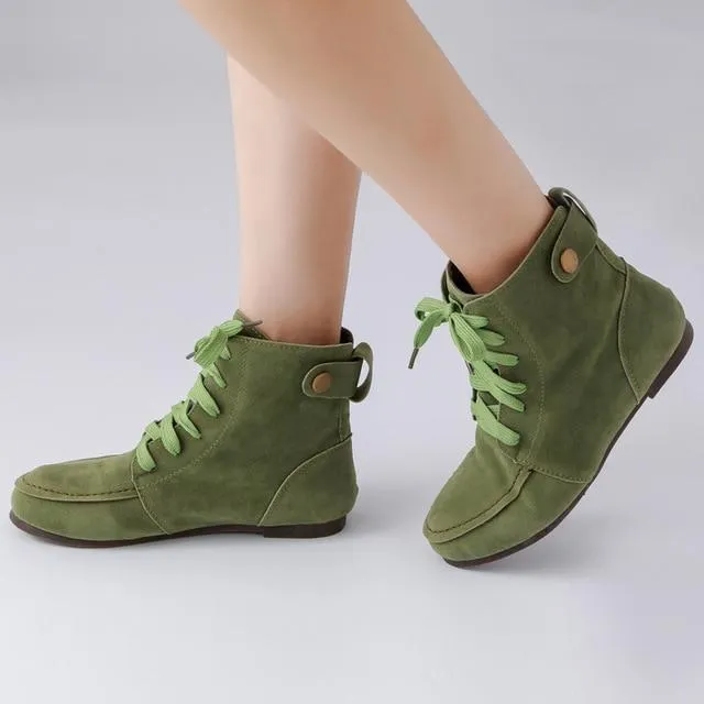 Fashion Lace Up Casual Comfortable Flats Platform Boots.old