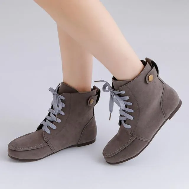 Fashion Lace Up Casual Comfortable Flats Platform Boots.old