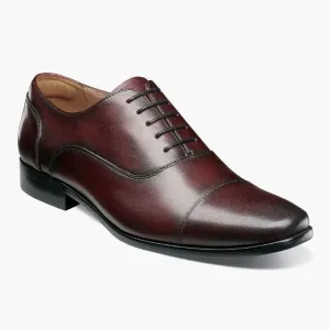 Florsheim Mens Postino Wine Red Oxford Cap Toe Leather Dress Shoes