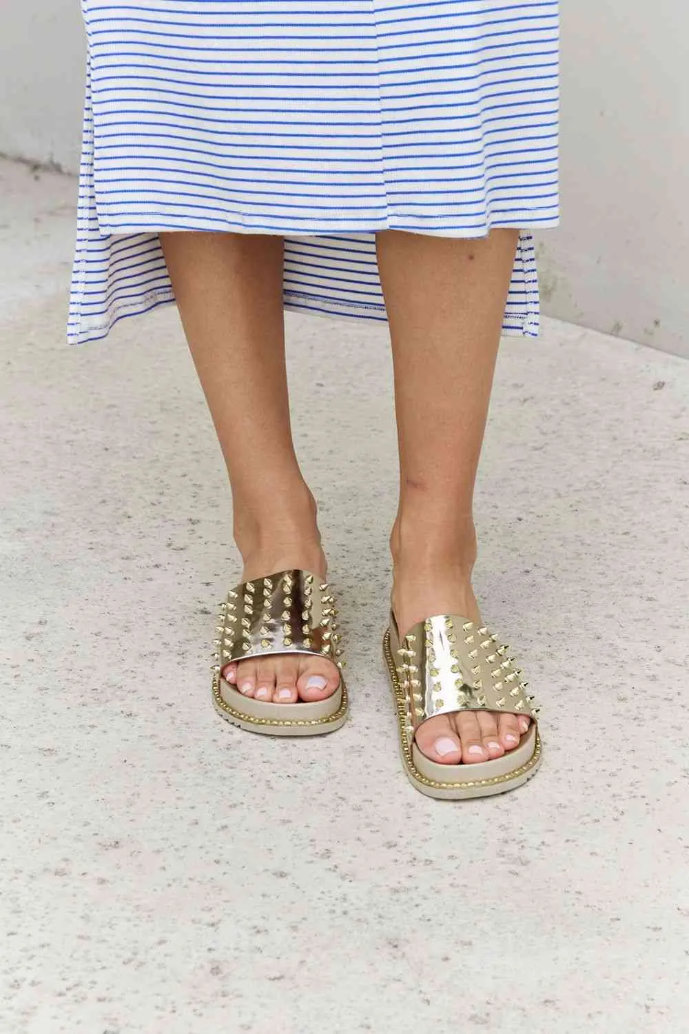Forever Link Studded Platform Slide Sandal