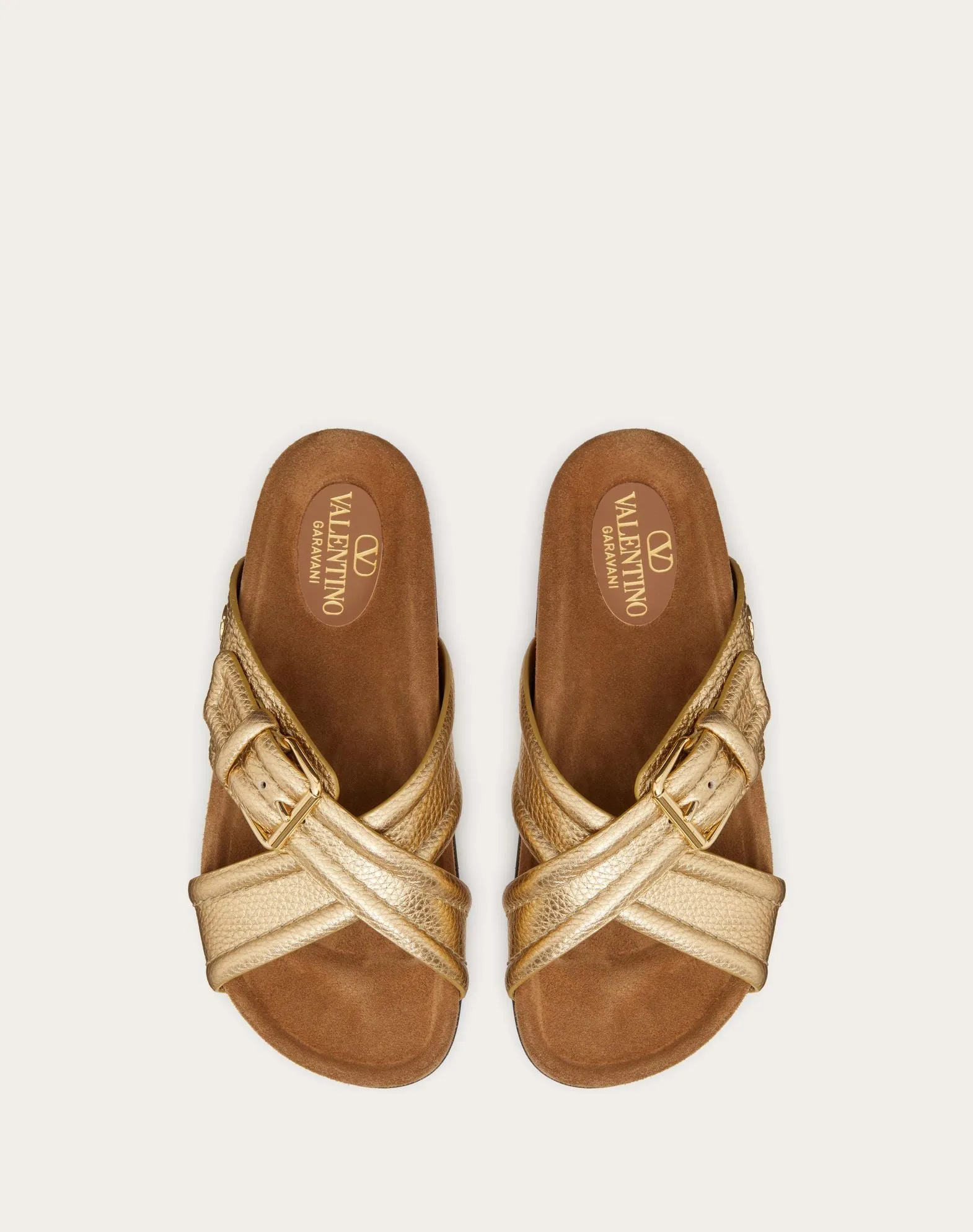 Fussfriend Slide Sandal In Metallic Grainy Calfskin 30mm