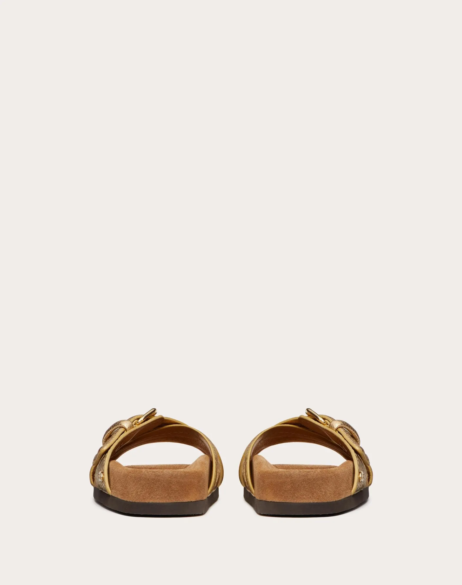 Fussfriend Slide Sandal In Metallic Grainy Calfskin 30mm