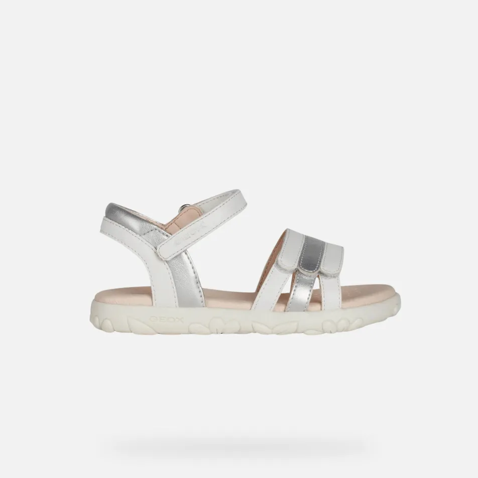 GEOX Haiti Girl Sandals White/Silver