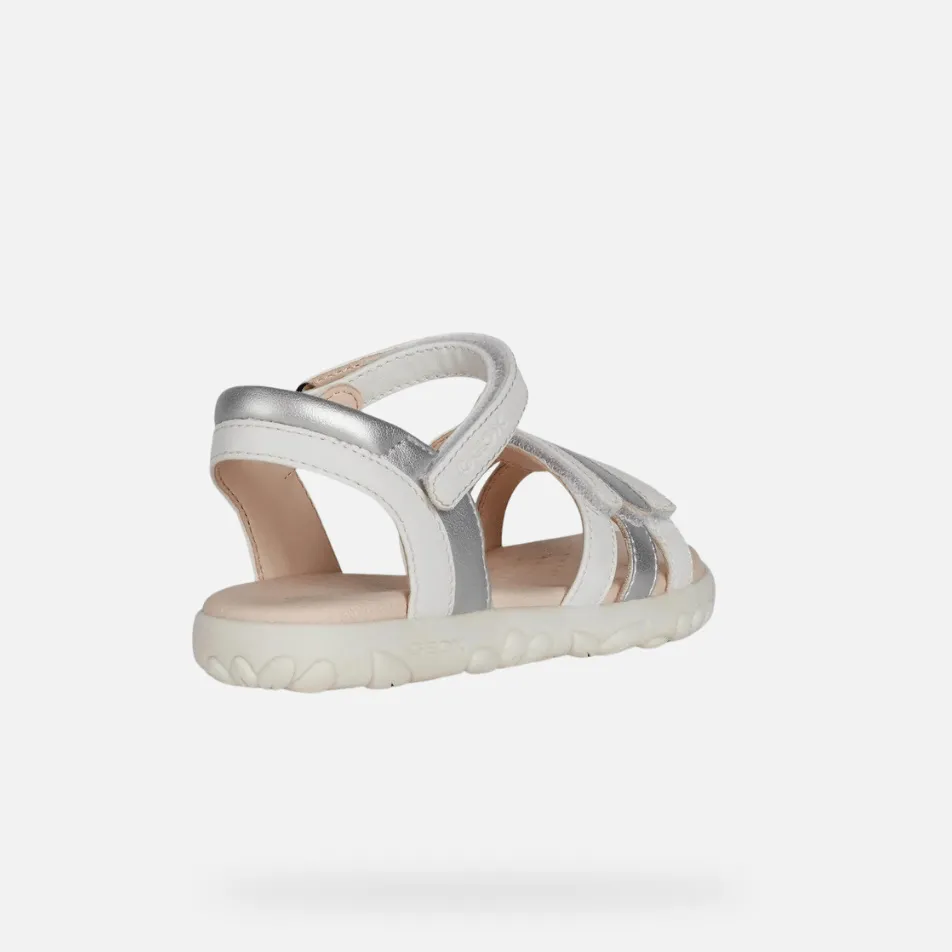 GEOX Haiti Girl Sandals White/Silver
