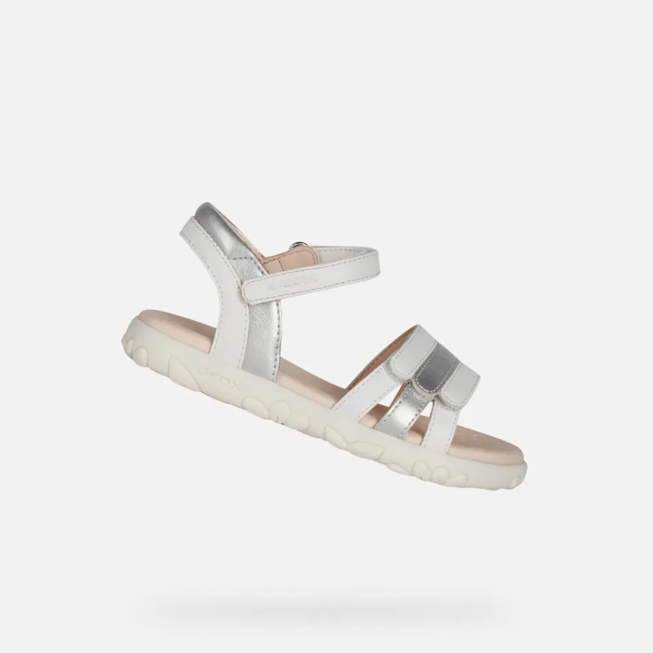 GEOX Haiti Girl Sandals White/Silver