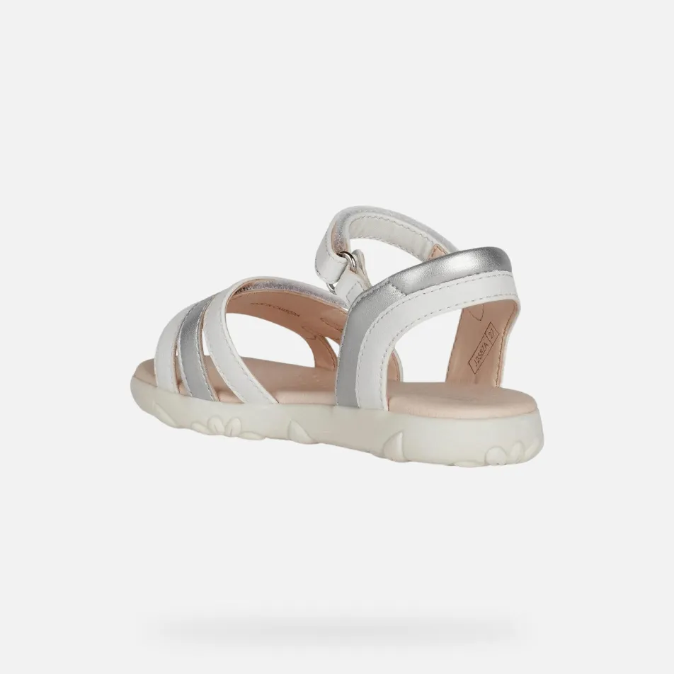 GEOX Haiti Girl Sandals White/Silver
