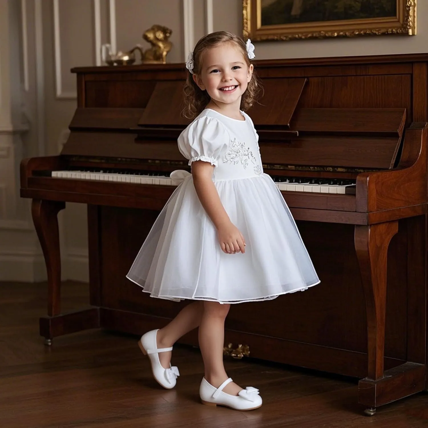 GINFIVE Toddler Girls Mary-Jane Little Girls Slip On Shoes Glitter Ballerina Flats Toddler