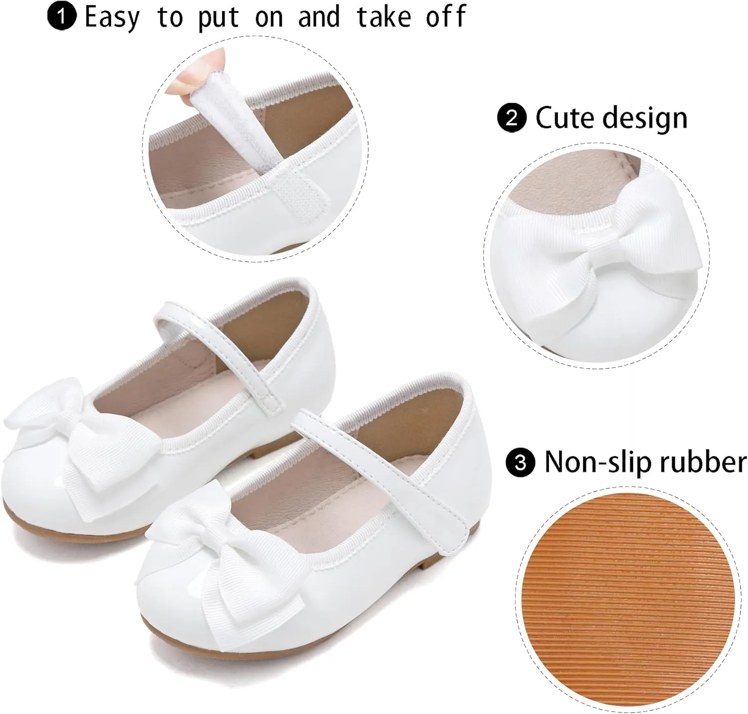 GINFIVE Toddler Girls Mary-Jane Little Girls Slip On Shoes Glitter Ballerina Flats Toddler