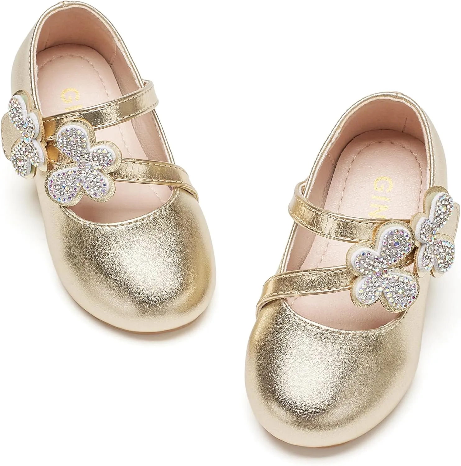 GINFIVE Toddler Girls Mary-Jane Little Girls Slip On Shoes Glitter Ballerina Flats Toddler