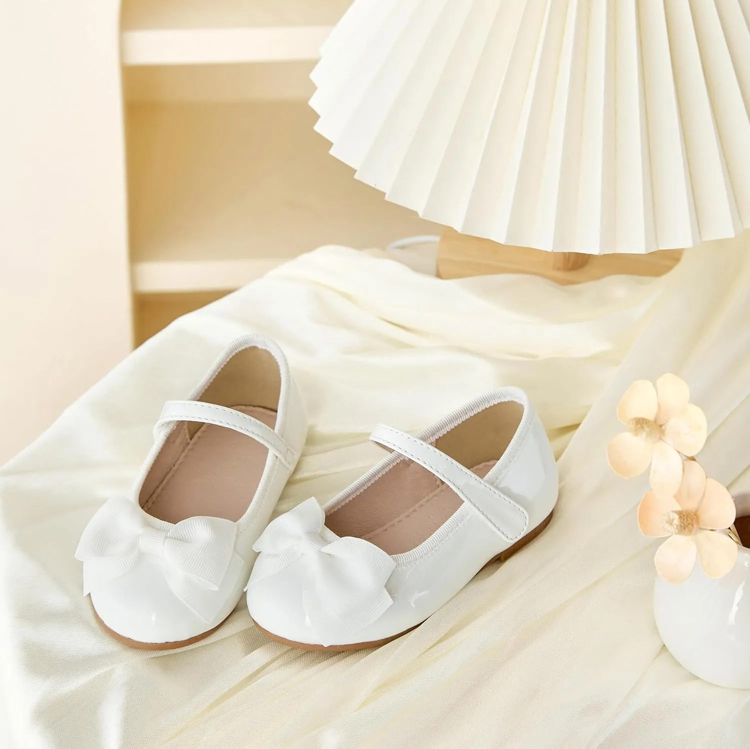 GINFIVE Toddler Girls Mary-Jane Little Girls Slip On Shoes Glitter Ballerina Flats Toddler