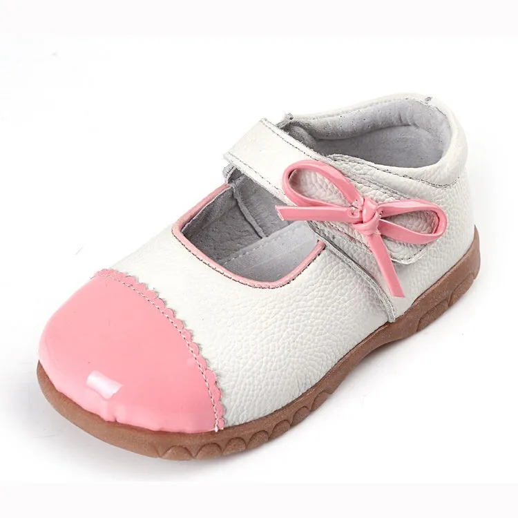 Girl‚Äôs Leather Flats Shoes w Bowtie - SQ1115
