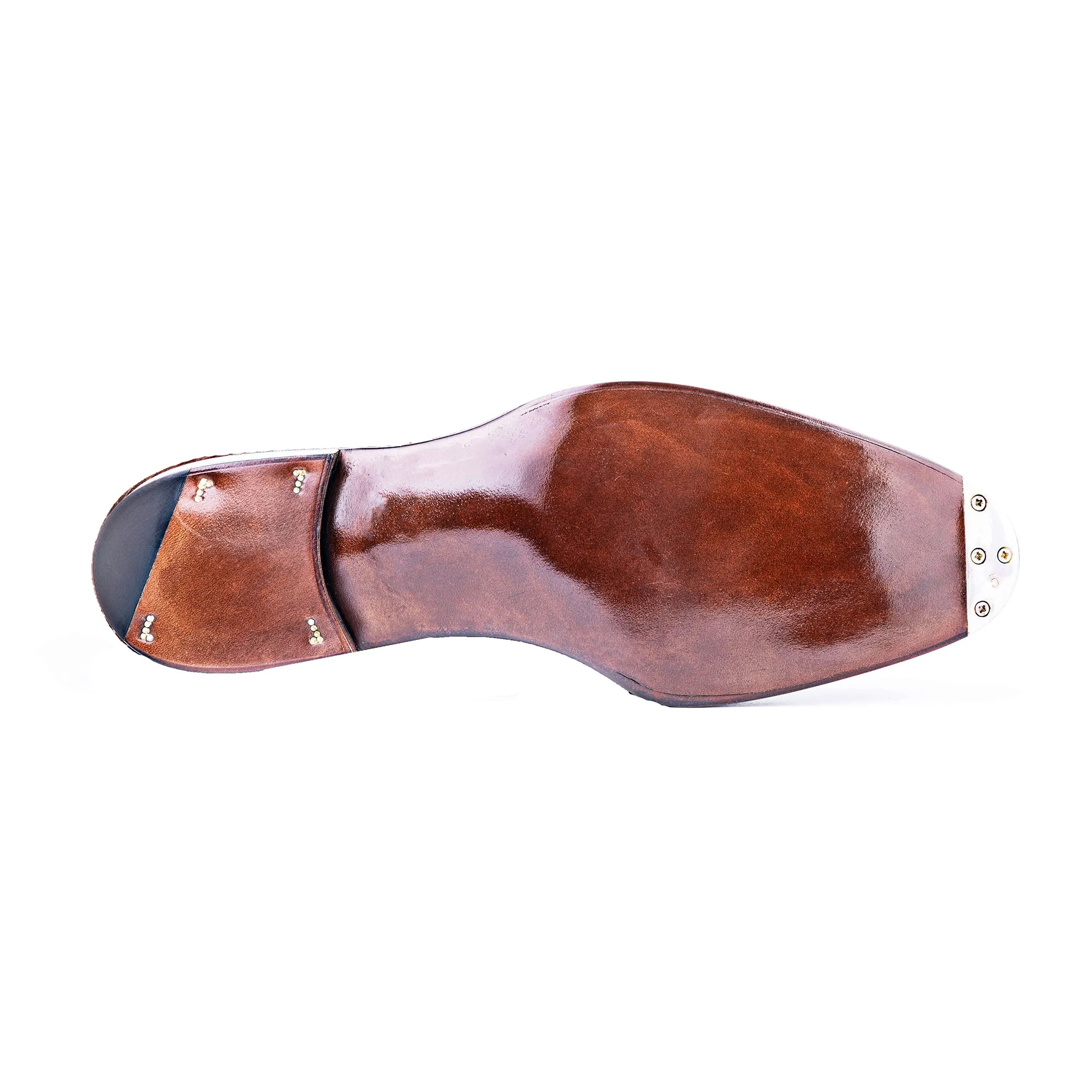 Goodyear Welted Lamego Brown Leather Croc Print Oxford With Violin Leather Sole