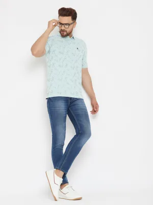 Green Printed Polo T-Shirt