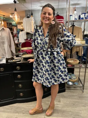 Jennifer Jacquard Floral Print Dress