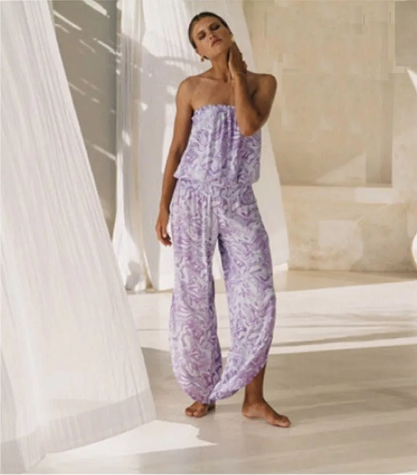 Khush Off Shoulder Seychelle Jumpsuit - Swirl Lavender