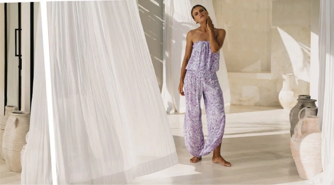Khush Off Shoulder Seychelle Jumpsuit - Swirl Lavender