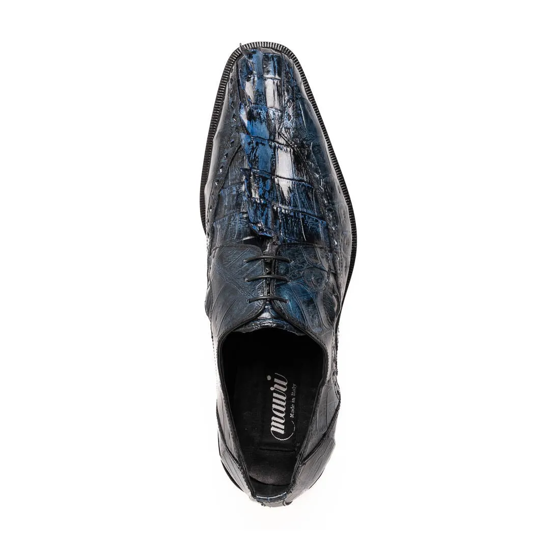Mauri Borsieri in Night Blue Mens Exotic Crocodile / Hornback Derby Oxfords