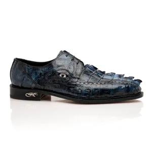 Mauri Borsieri in Night Blue Mens Exotic Crocodile / Hornback Derby Oxfords