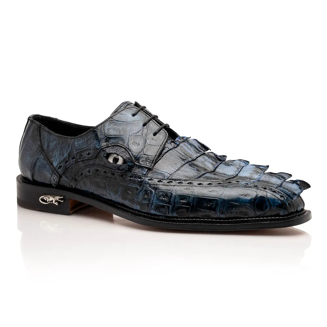 Mauri Borsieri in Night Blue Mens Exotic Crocodile / Hornback Derby Oxfords