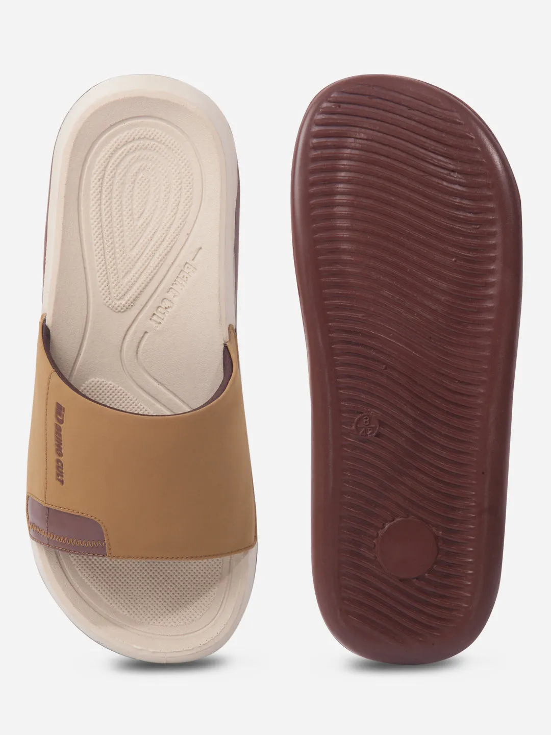Men's Camel/Brown Active Graphic Printed Slider (IX5019)
