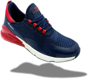 Men's Navy Blue and Red Athletic Running Shoes | Lightweight & Breathable Air Cushion Sneakers