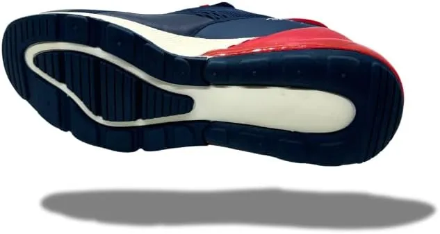 Men's Navy Blue and Red Athletic Running Shoes | Lightweight & Breathable Air Cushion Sneakers