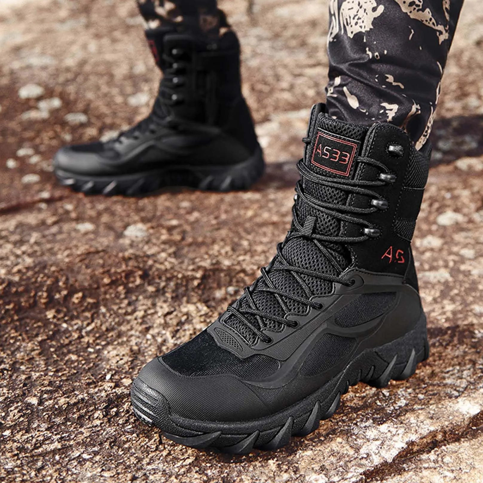 Men's Tactical Boots Lightweight Work Military Boots Side Zipper Jungle boots