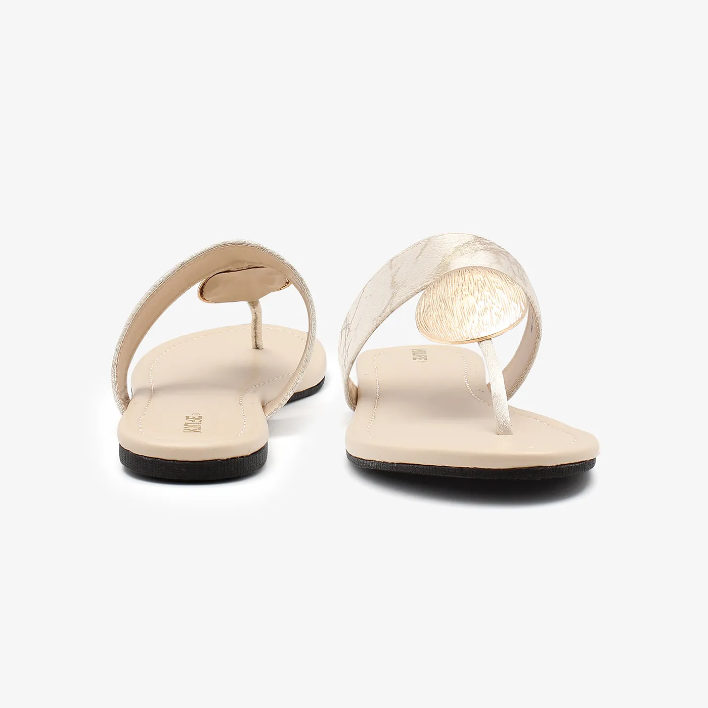 Metallic Brooch Thong Chappal