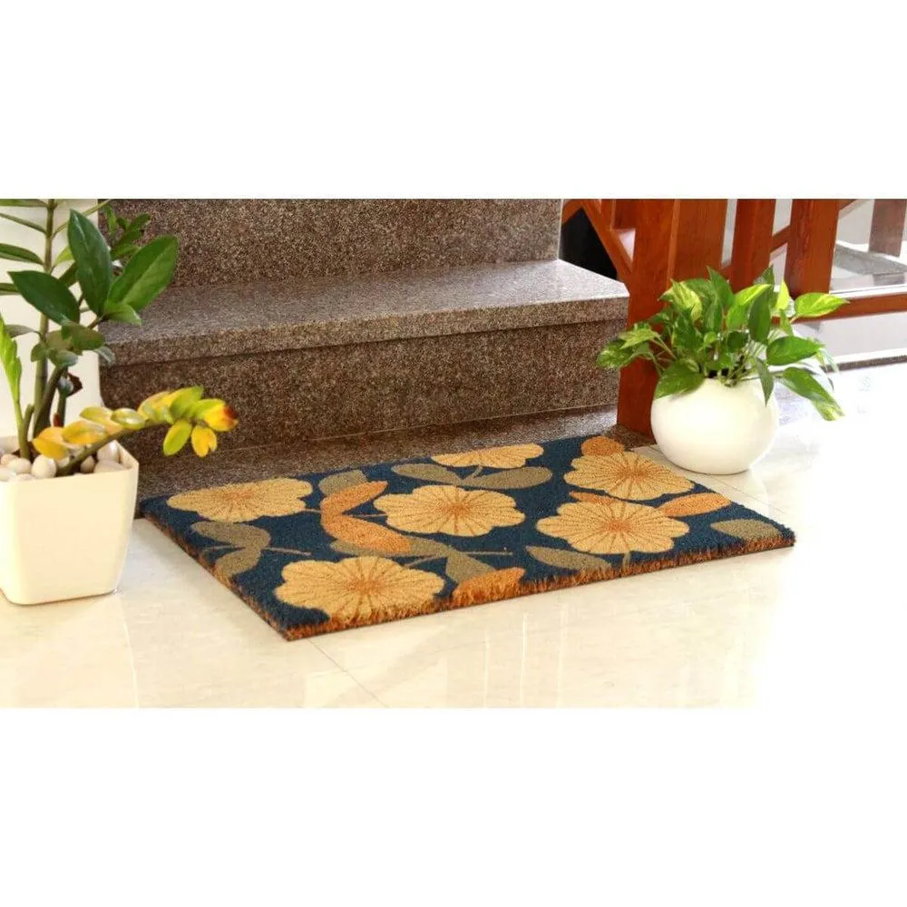 Natural Coir Doormat Floral