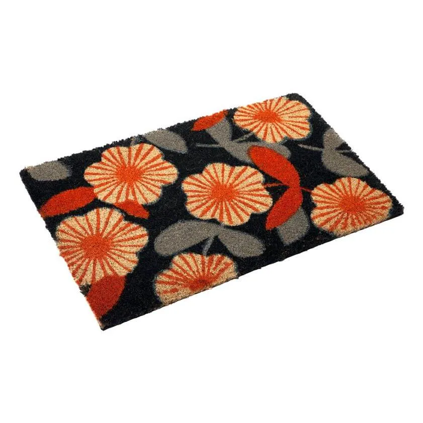 Natural Coir Doormat Floral