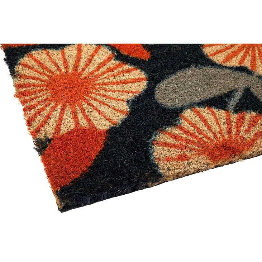 Natural Coir Doormat Floral