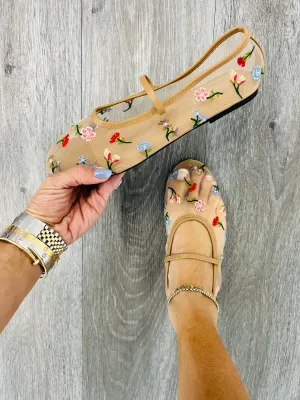 Natural In Bloom Mesh Ballet Flats